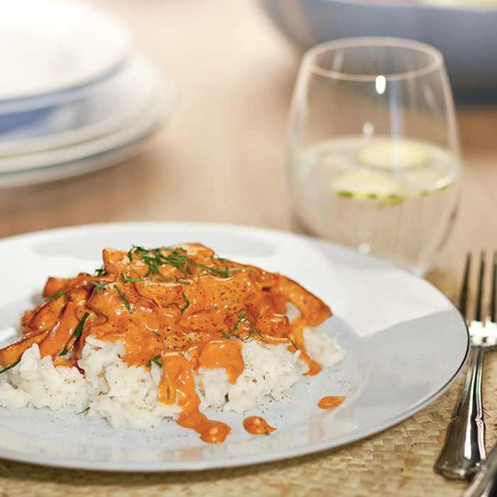 Enkel och snabb korvstroganoff med ris